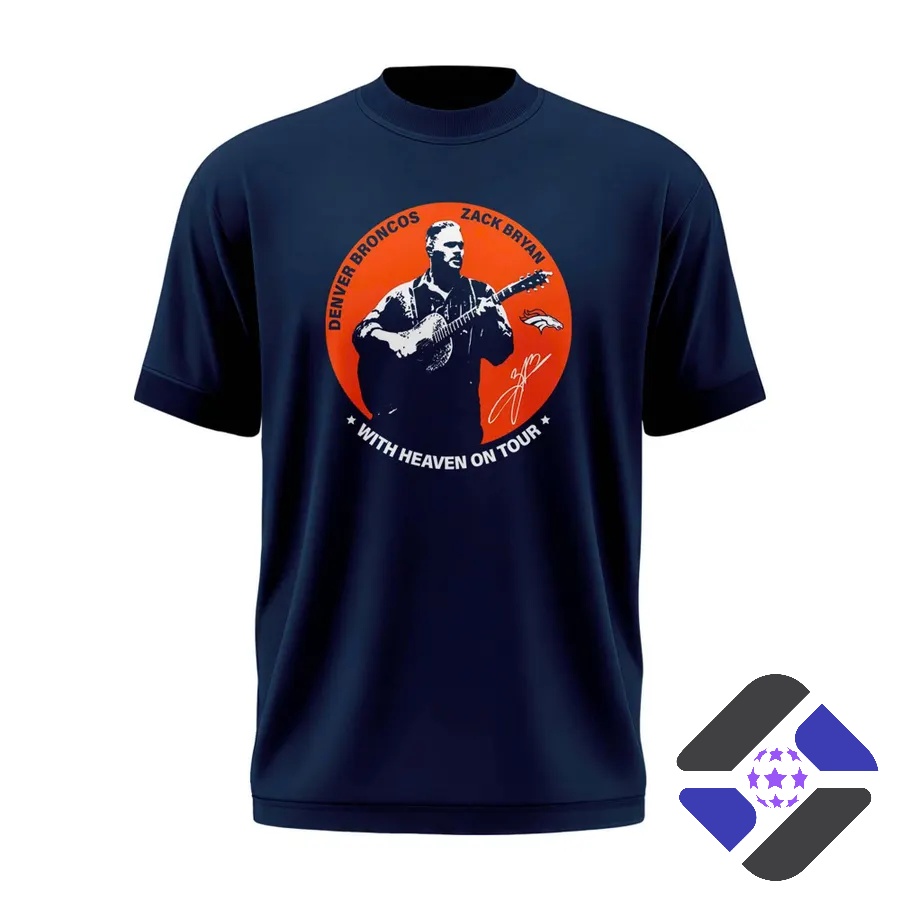 2026 Zach Bryan x Denver Broncos Event T-Shirt - close-up of concert details and man in car