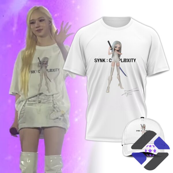 AESPA Winter Synk Complexity Tour Limited Edition T-Shirt Cap - K-pop idol wearing shirt with product mockups