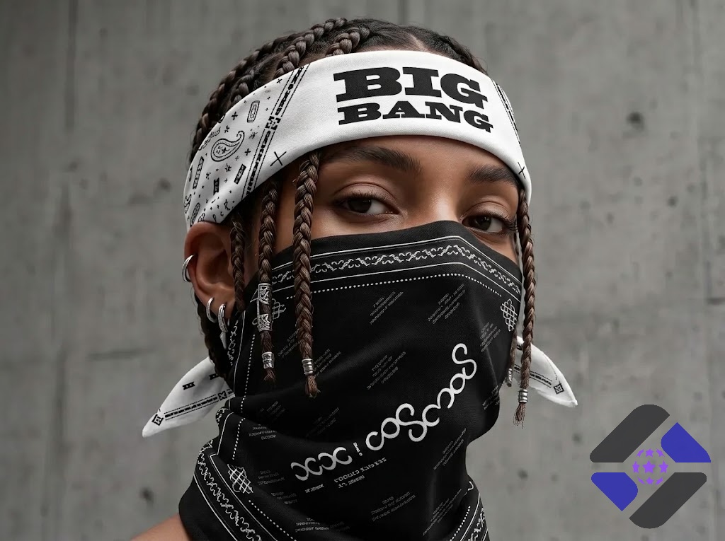 Big Bang World Tour In Goyang 2026 Paisley Bandana - person wearing white headband and black face covering
