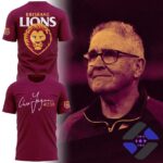 Brisbane Lions Chris Fagan Milestone #238 T-Shirt - two maroon shirts with team logo and player signature