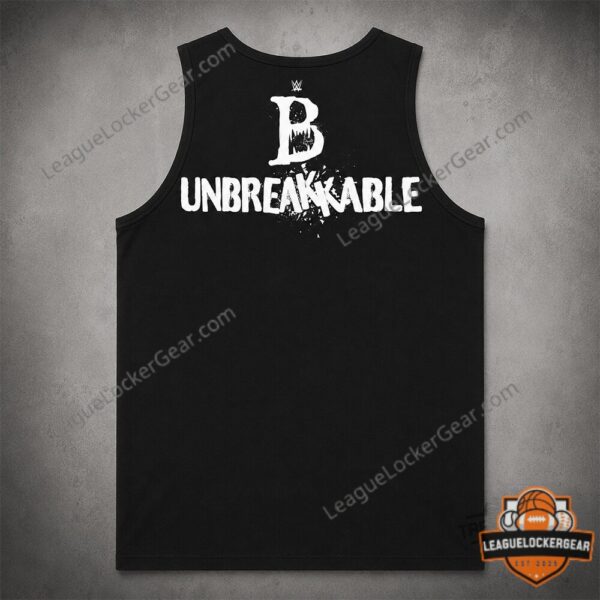 Full product mockup of the black Bron Breakker split face wolf tank top