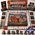Cincinnati Bengals 2026 Monopoly Board Game - full game setup with box, board, cards, and tokens