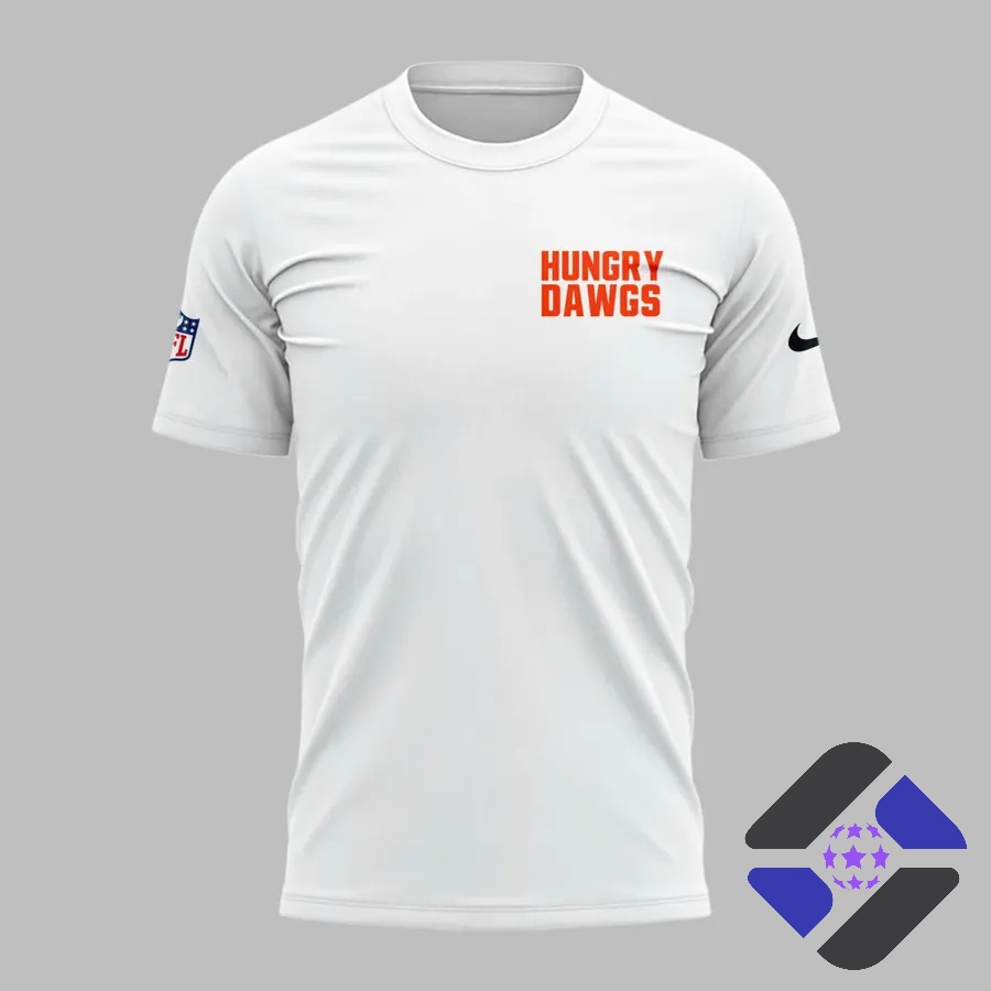 Cleveland Browns Hungry Dawgs T-Shirt - back view with helmet and team name
