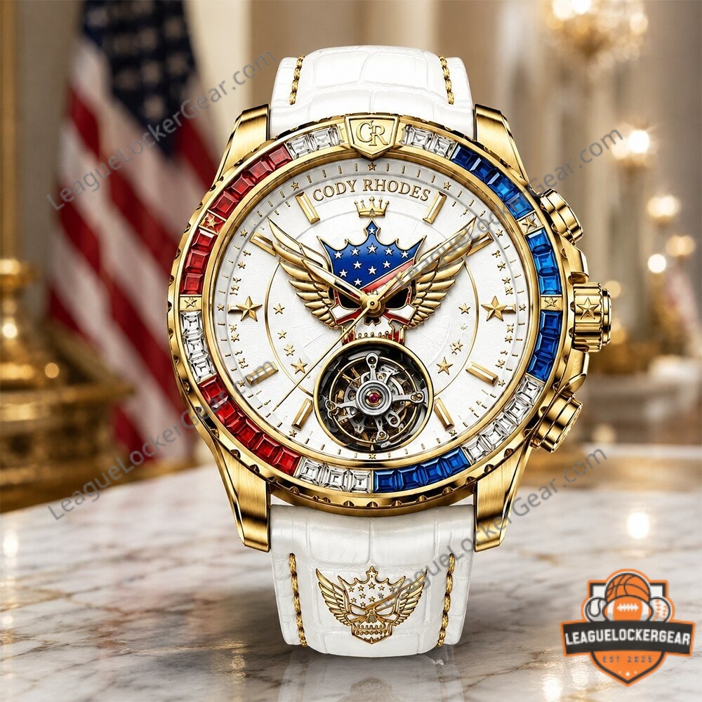 Cody Rhodes American Nightmare Crown Wings Skull Watch - close-up of right dial and crown