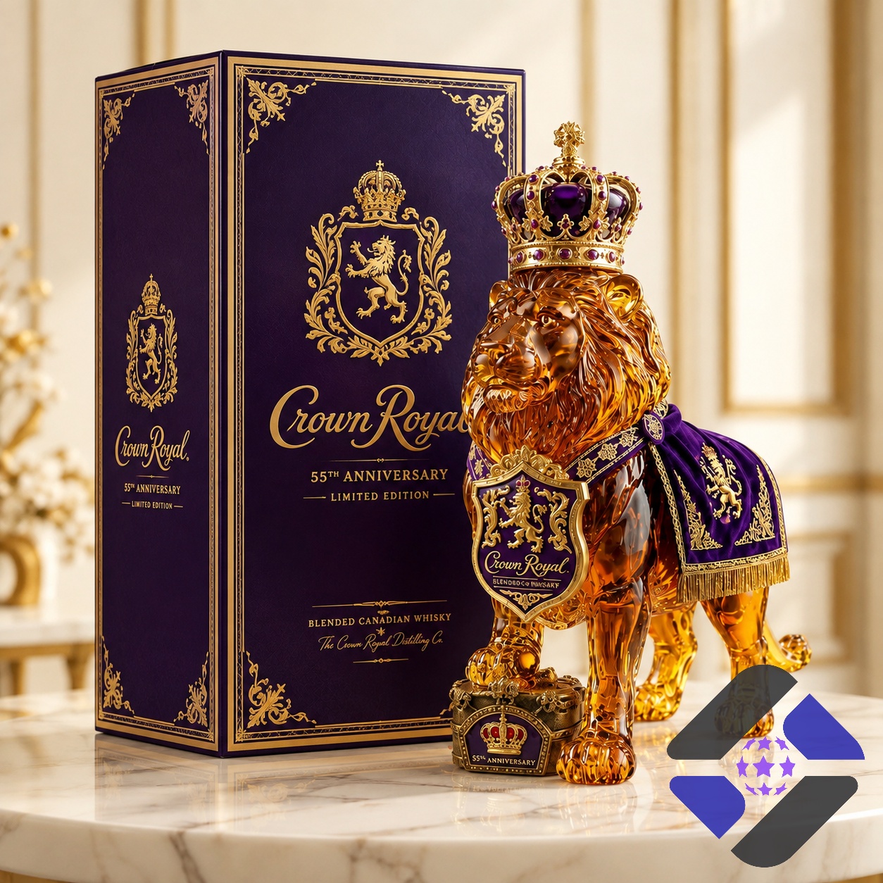 Crown Royal 55th Anniversary Whisky Decanter - Front View