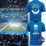 Detroit Lions Luke Combs Skull Beard T-Shirt - two designs displayed over stadium background