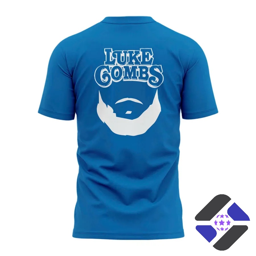 Detroit Lions Luke Combs Skull Beard T-Shirt - Luke Combs beard design with stadium background