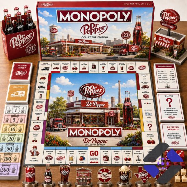 Dr. Pepper 2026 Monopoly Board Game - full set with game board and accessories