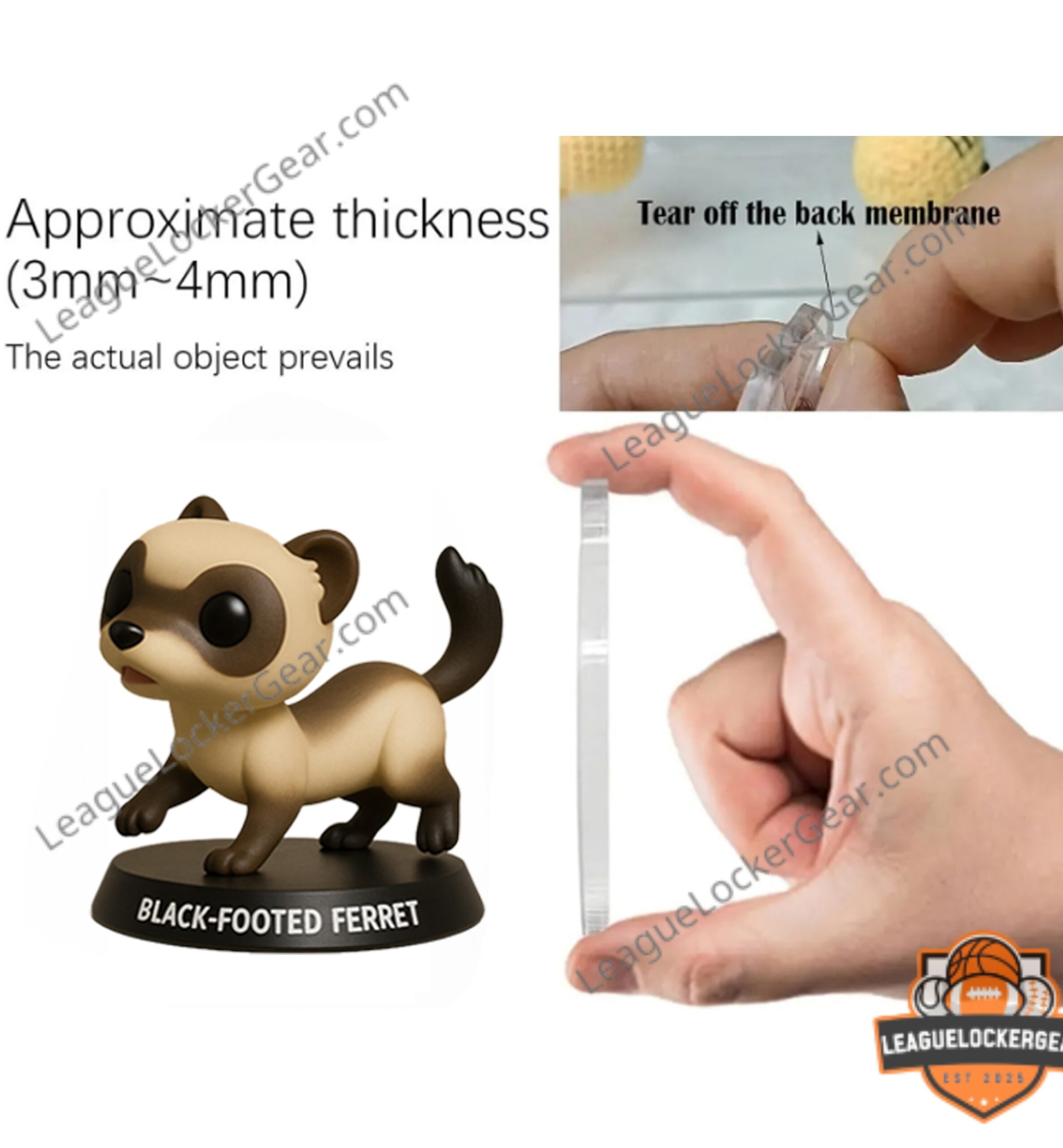 Black-footed Ferret Funko Pop Style Collectible Figurine - showing the standee on its base, material