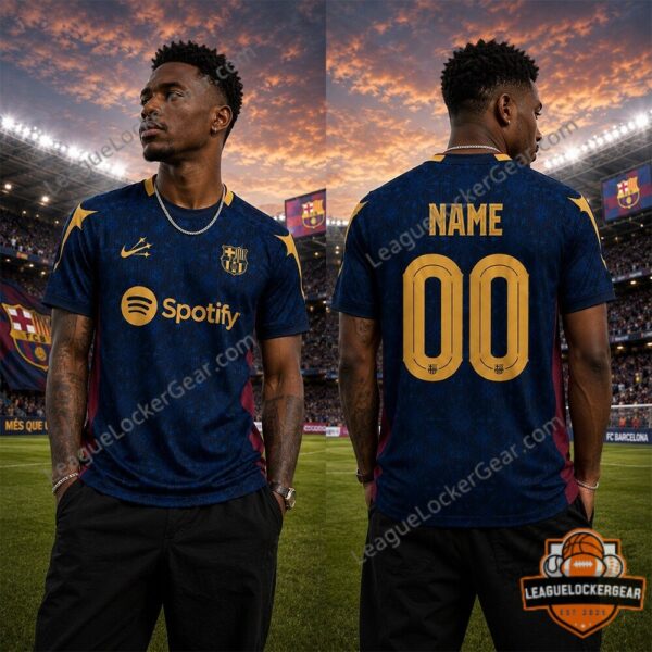 FC Barcelona Nike Spotify Special Edition Football Jersey - close-up front showing crest and Spotify logo