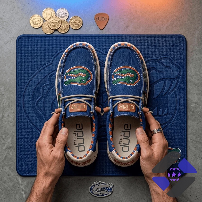 Florida Gators Ben Hill Griffin Stadium Dude Slip-on Shoes - Detail View