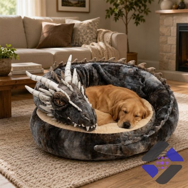 Game of Thrones Paw of Thrones Dragon Pet Bed - close-up of dragon head and bed opening