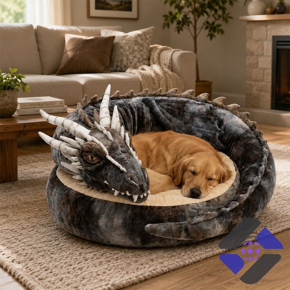 Game of Thrones Paw of Thrones Dragon Pet Bed - close-up of dragon head and bed opening