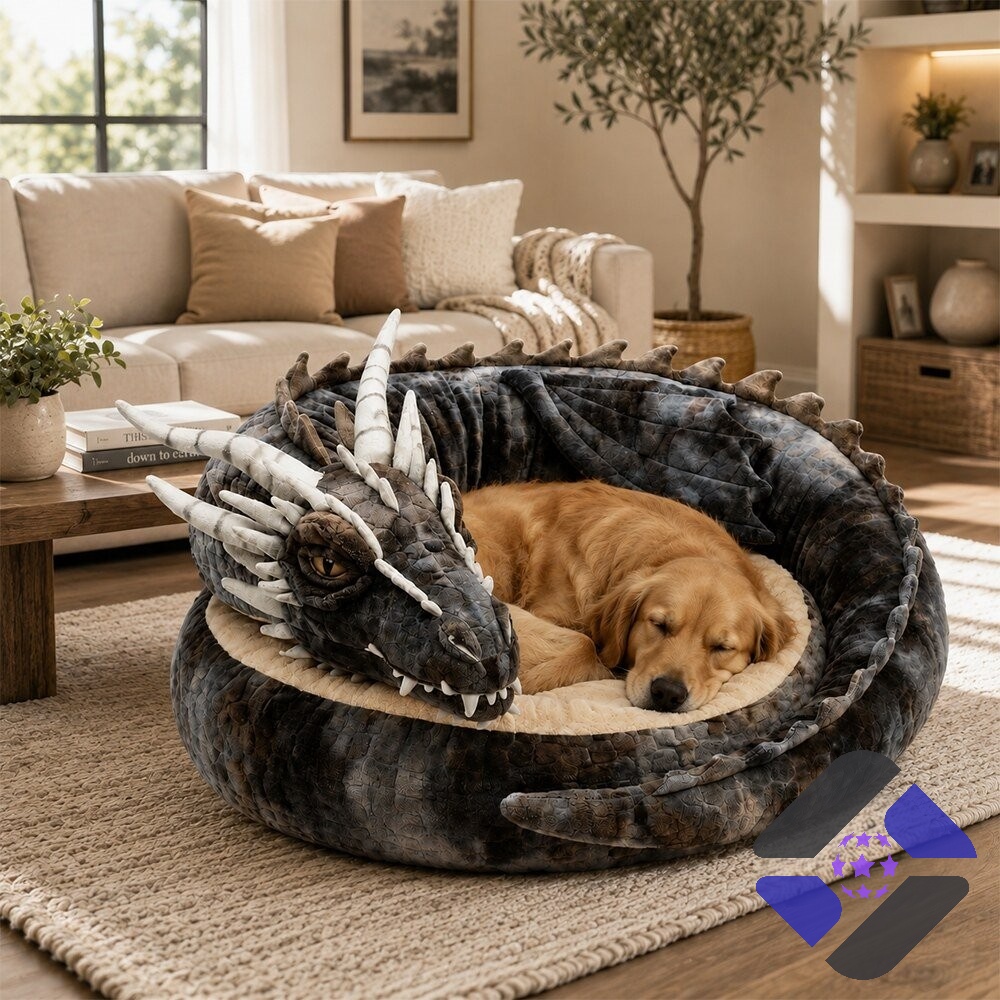 Game of Thrones Paw of Thrones Dragon Pet Bed - side view showing dragon body and wings
