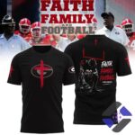 Georgia Bulldogs Faith Family Football T-Shirt - front and back view with team background