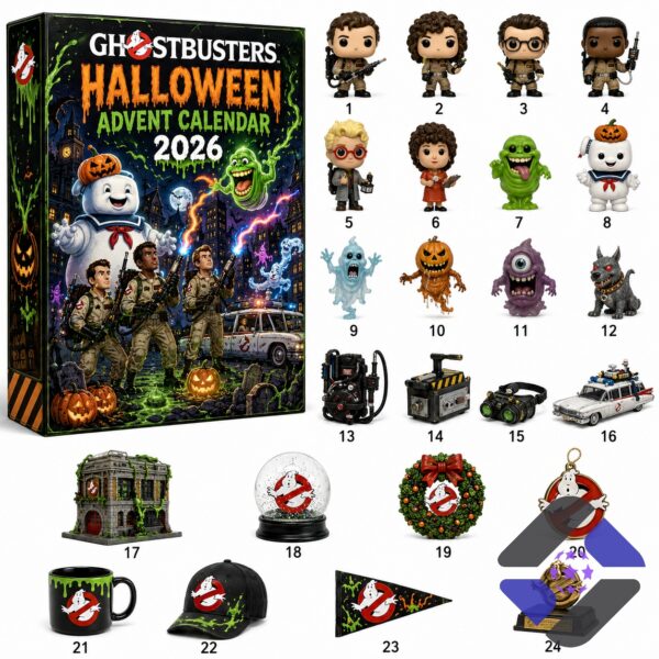 Ghostbusters Halloween Advent Calendar 2026 - front view of the collector box with characters