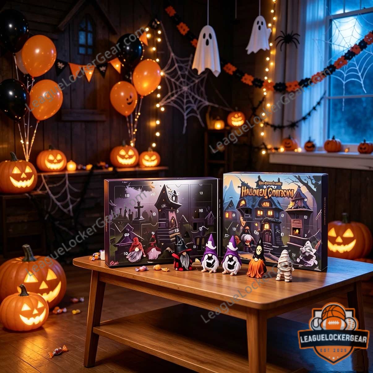 Halloween Gnome Advent Calendar with numbers 5, 29, 14, 23, 12, 8, 27, 30, 7, 31