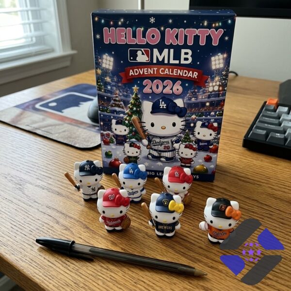 Hello Kitty Major League Baseball Advent Calendar 2026 - bottom row figures and stadium model