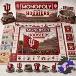 Indiana Hoosiers Monopoly board game set with box, board, money, and game pieces