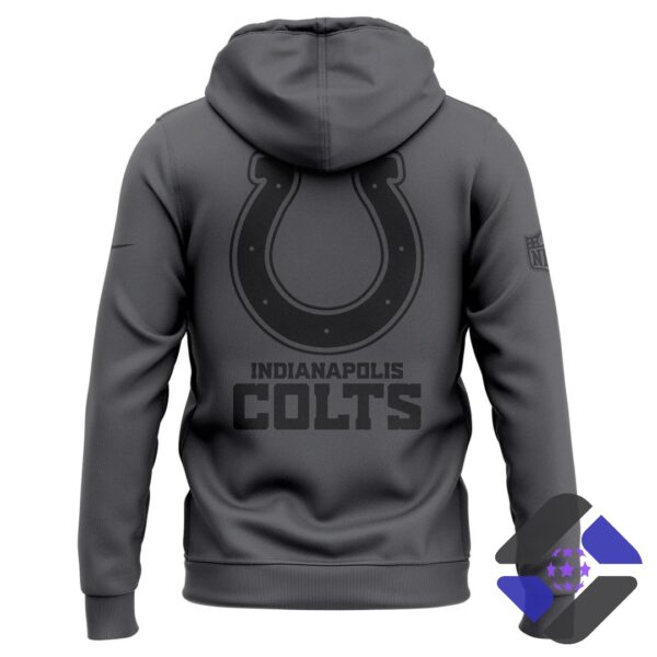 Indianapolis Colts Team Logo Zip Hoodie and Cap - back view of hoodie and cap on white background