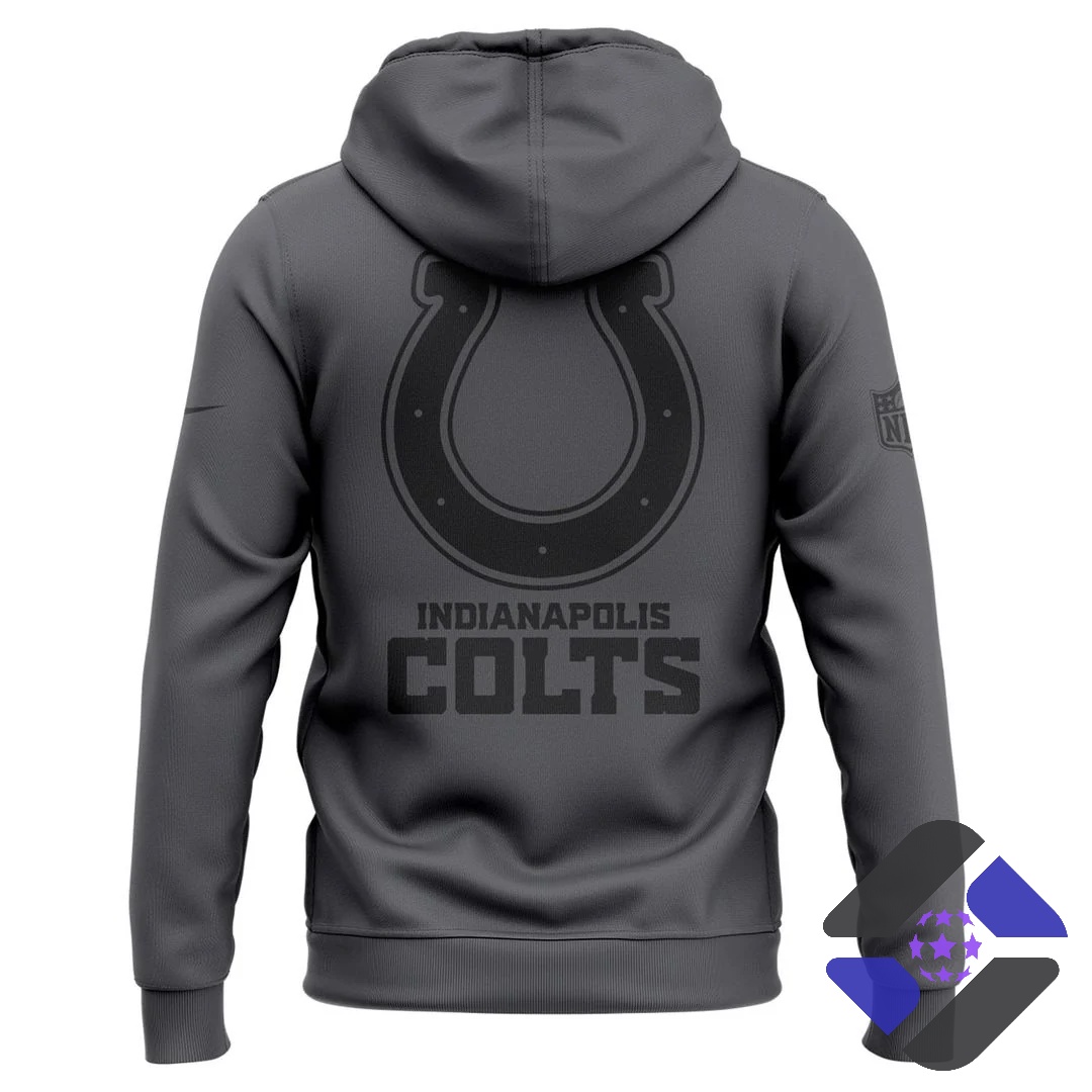 Indianapolis Colts Team Logo Zip Hoodie and Cap - back view of hoodie and cap on white background