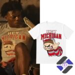 Ohio State Buckeyes Hey Michigan Rivalry T-Shirt - white mockup next to person wearing grey version