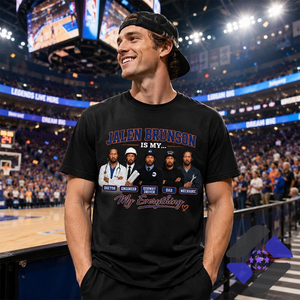 Jalen Brunson Doctor Engineer Subway Driver Dad Mechanic My Everything T-Shirt - close-up of upper left design