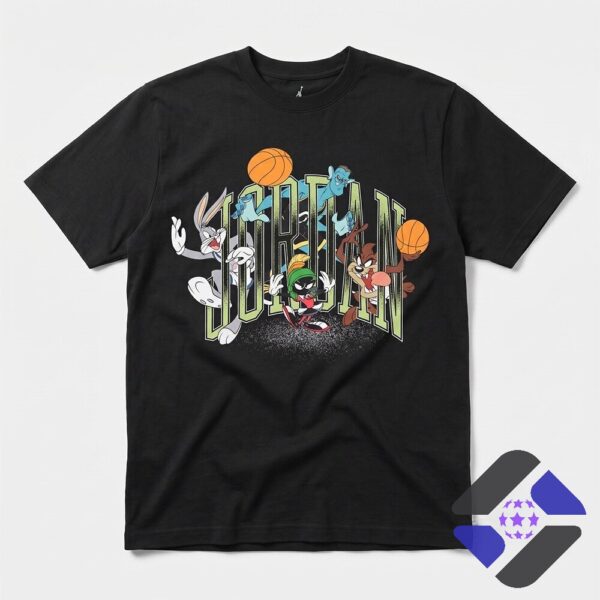 Looney Tunes Space Jam Jordan Basketball T-Shirt - close-up of Taz and Marvin the Martian