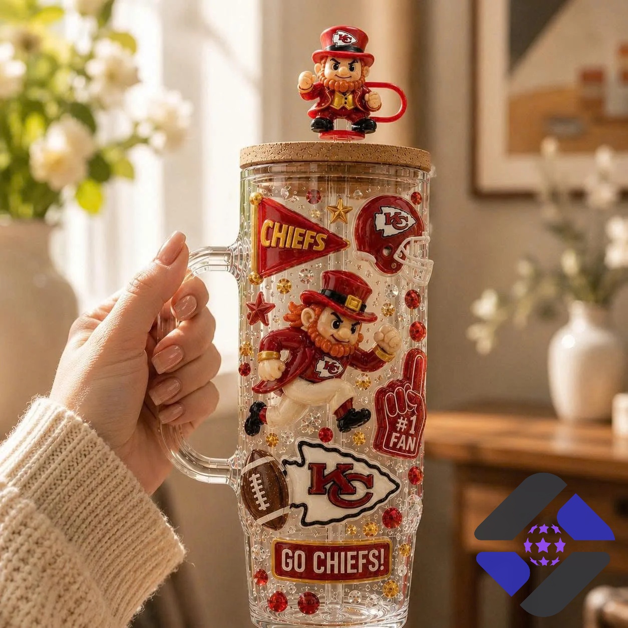 Kansas City Chiefs Leprechaun Football Fan Tumbler - photo 3