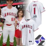 Los Angeles Angels Special KiiiKiii Jiyu Limited Edition Baseball Jersey - full display with celebrity and fan