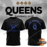 Los Angeles Queens Women's Pro Baseball League Team Logo Design T-Shirt - front and back view