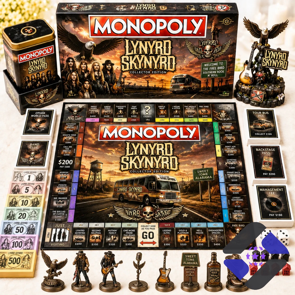 Lynyrd Skynyrd 2026 Monopoly Board Game - complete set with box, board, money, and pieces