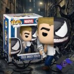 Marvel Comics Eddie Brock Venom Splits Funko Pop - full view with collector box in an alley setting