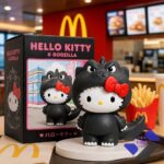 Hello Kitty Godzilla Collaboration Figure Toy - figure and box on McDonald's tray with fries