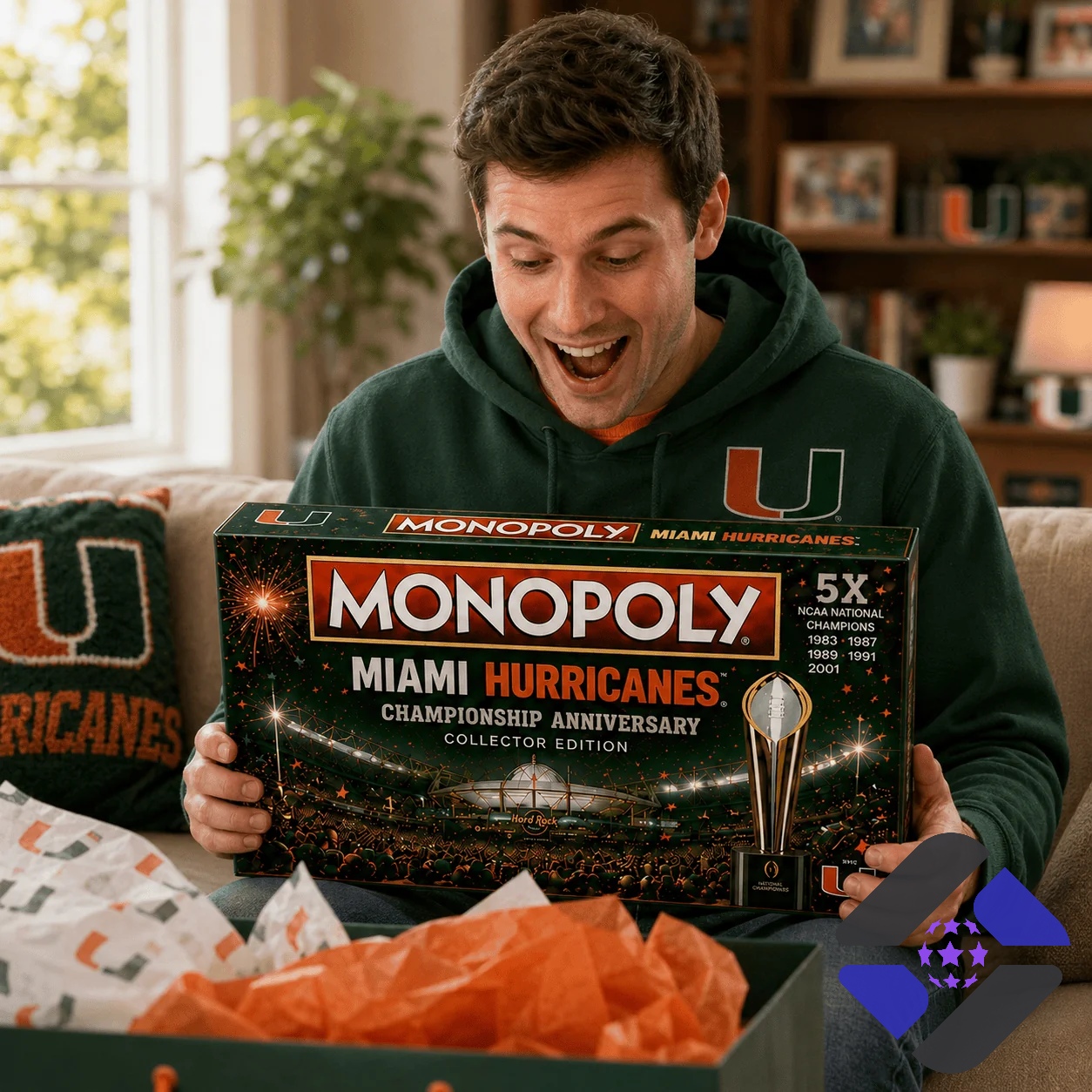 Miami Hurricanes Championship Anniversary Monopoly Board Game - photo 2