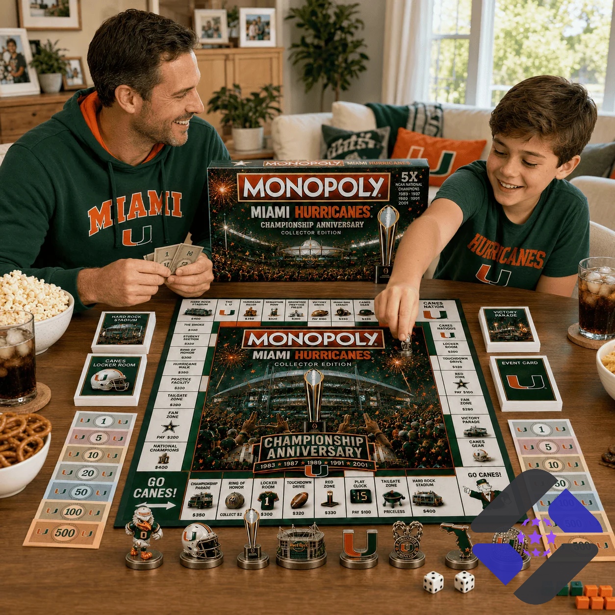 Miami Hurricanes Championship Anniversary Monopoly Board Game - photo 3