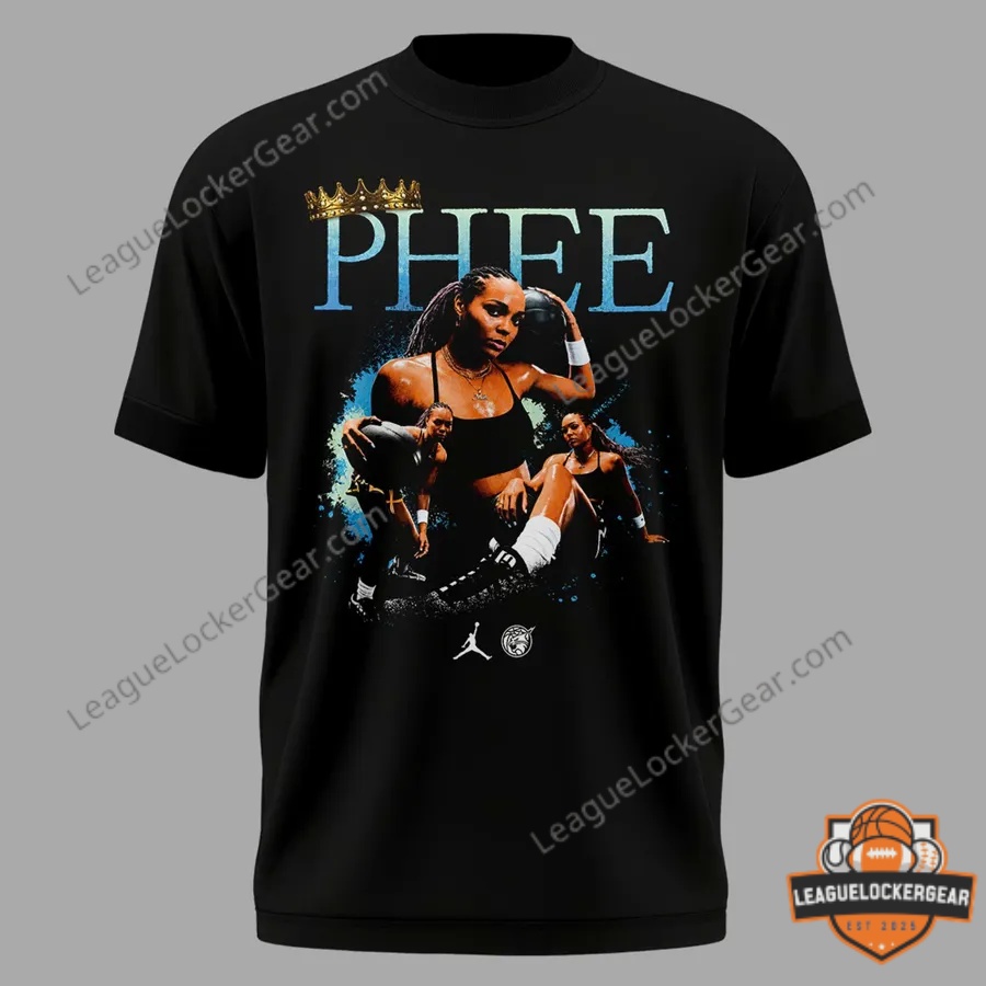 Minnesota Lynx Napheesa Collier Queen of the Court T-Shirt - front design close-up with players wearing it
