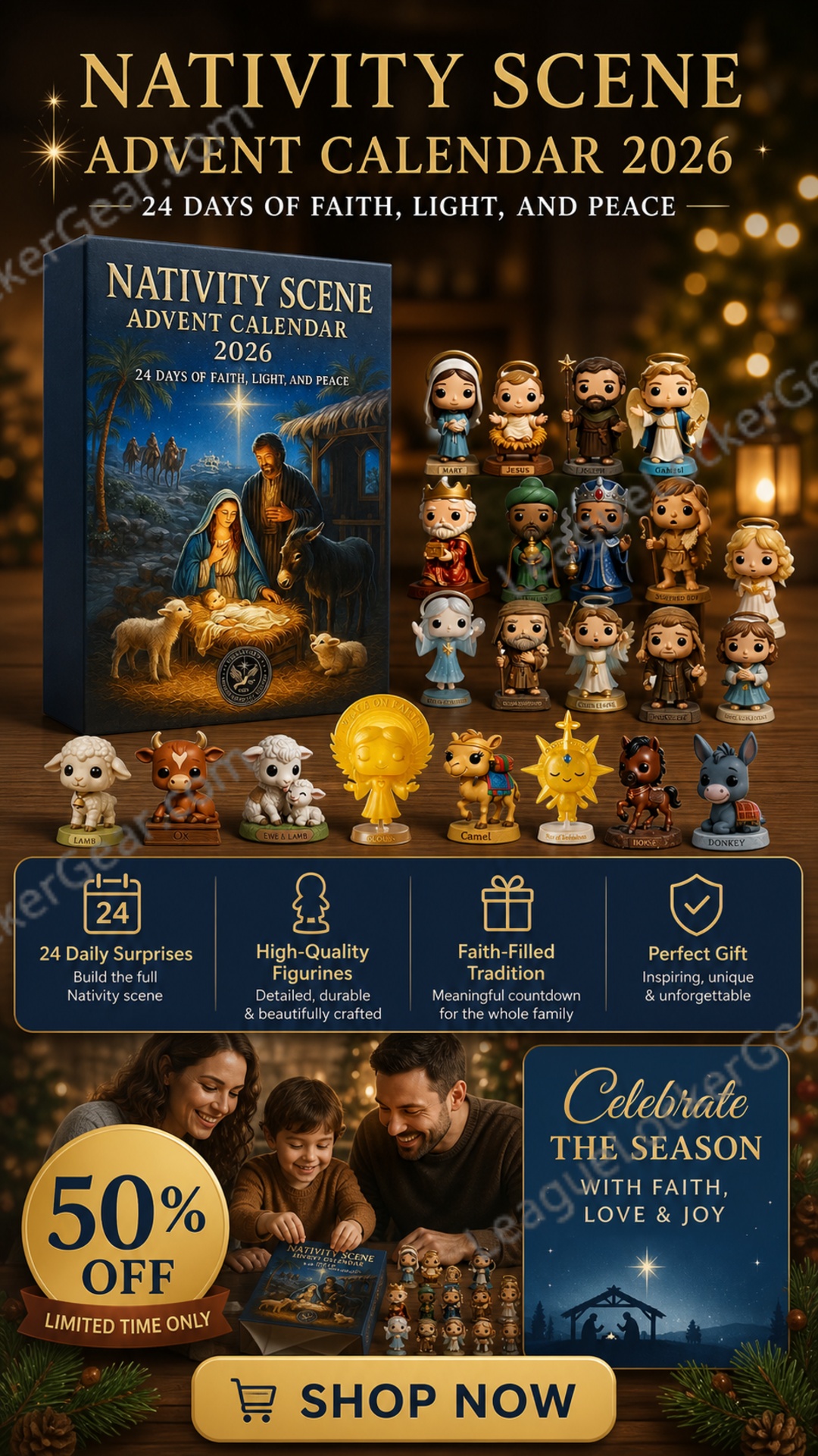 Nativity Scene 2026 Funko Pop Christmas Advent Calendar - detailed view of middle row figures