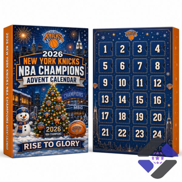 New York Knicks NBA Champions 2026 Advent Calendar box and various merchandise items