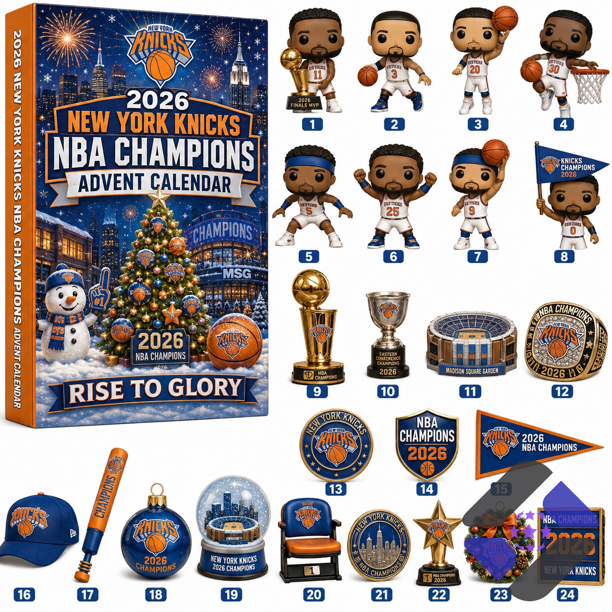 New York Knicks NBA Champions 2026 Advent Calendar – Photo 1 New York Knicks NBA Champions 2026 Advent Calendar with all collectible items