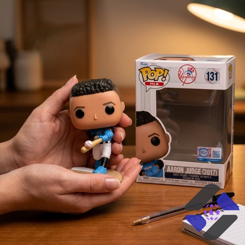 New York Yankees Aaron Judge 2017 Funko Pop Vinyl Figure - close up of box top