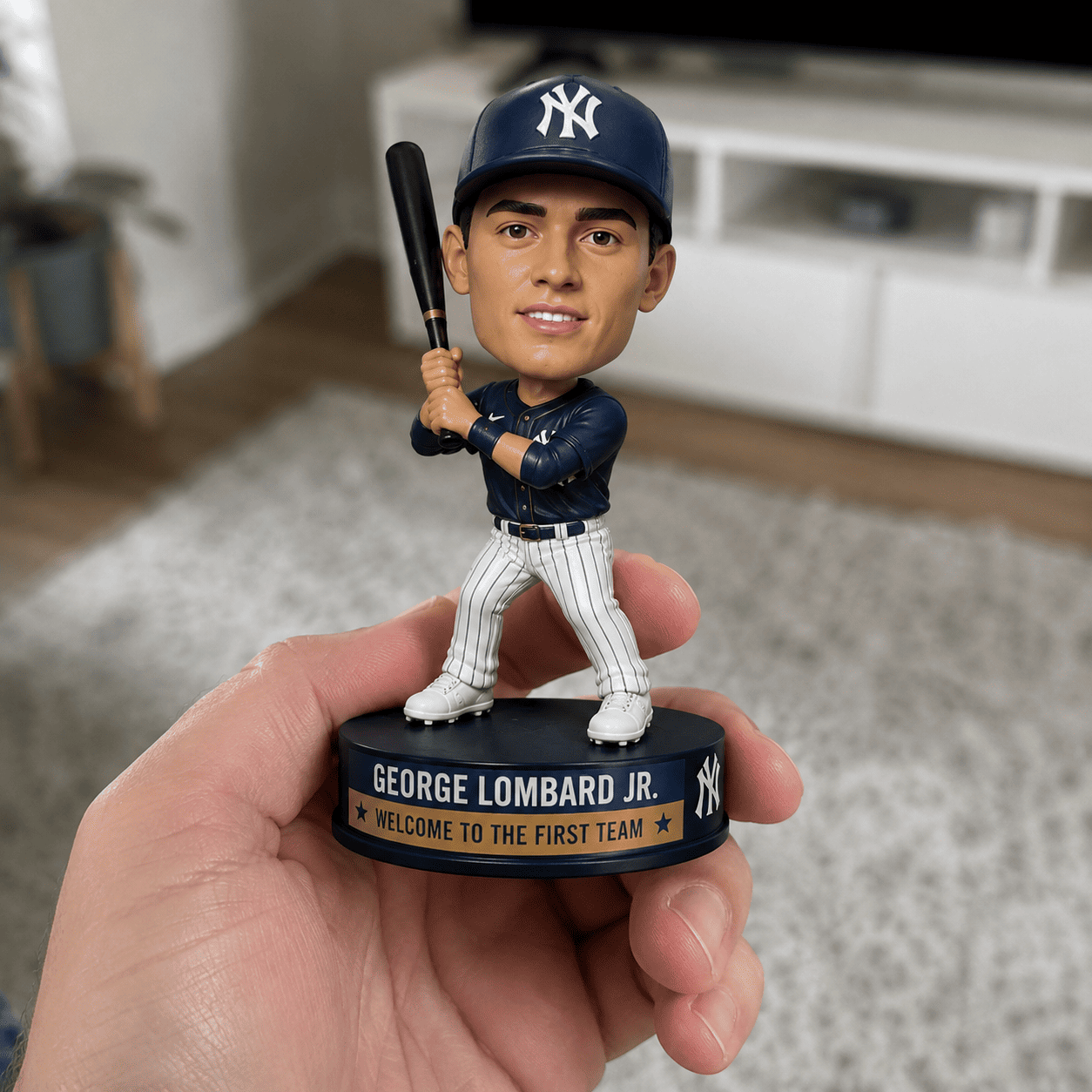 New York Yankees George Lombard Jr. Call-Up Bobblehead - Detail View