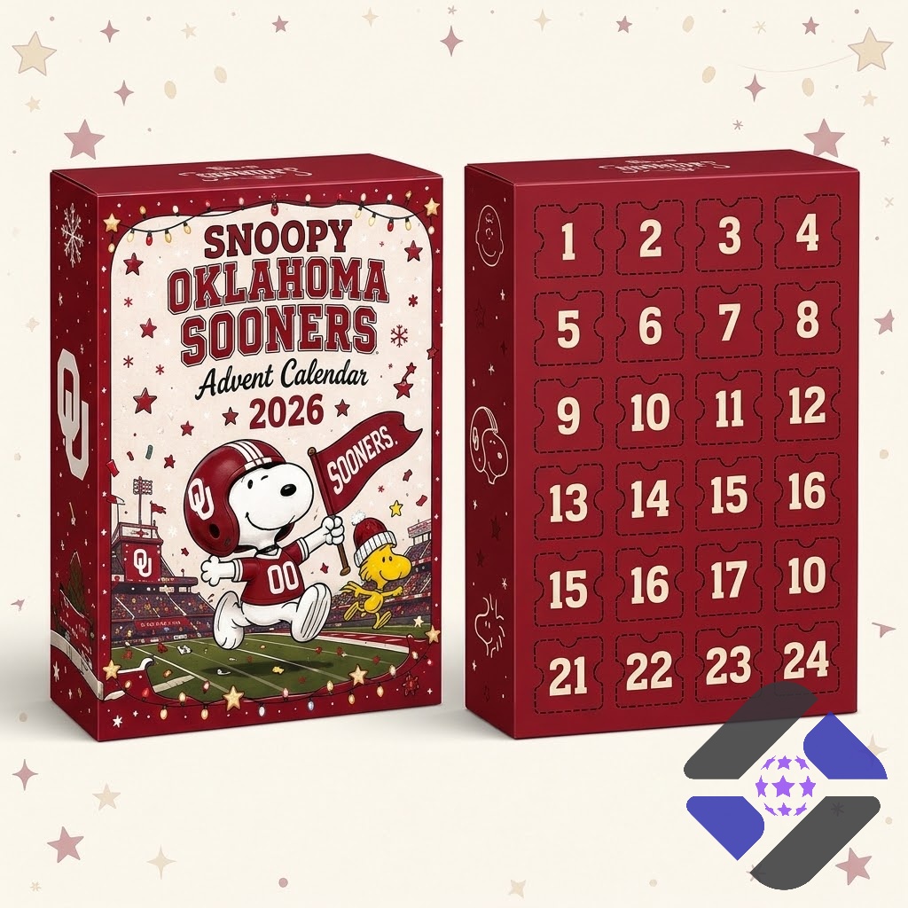 Oklahoma Sooners Advent Calendar 2026 - top section with figures 1 through 8