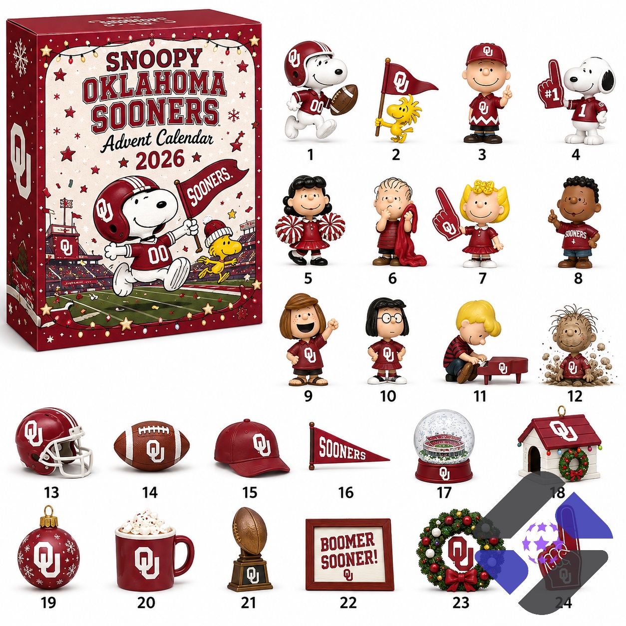 Oklahoma Sooners Advent Calendar 2026 – Full product box view Oklahoma Sooners Advent Calendar 2026 - full product box view