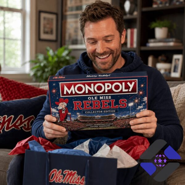 Ole Miss Rebels 2026 Monopoly Board Game - stadium model and game cards display