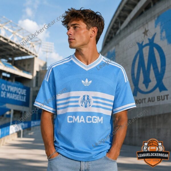 Olympique de Marseille 2027-28 Season Away Adidas Football Jersey - close-up of upper chest