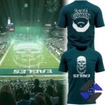 Philadelphia Eagles Luke Combs Skull Beard T-Shirt - front and back views over a stadium