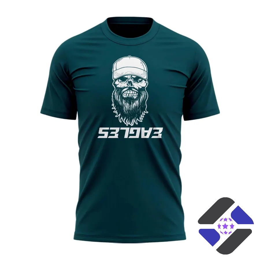 Philadelphia Eagles Luke Combs Skull Beard T-Shirt - stadium field with skull beard graphic and fireworks
