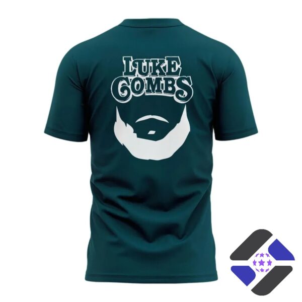 Philadelphia Eagles Luke Combs Skull Beard T-Shirt - back view with Luke Combs name and beard logo
