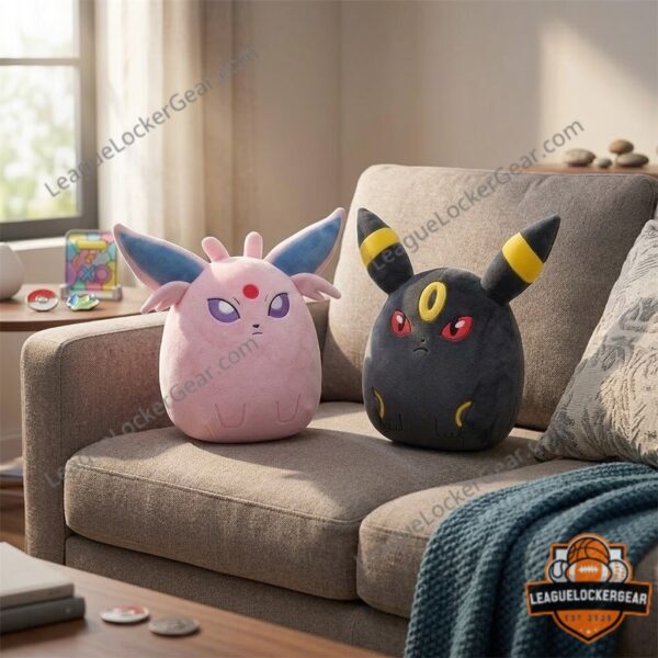 Pokemon Espeon Umbreon Squishmallows Plush Toy - full view showing the ground details